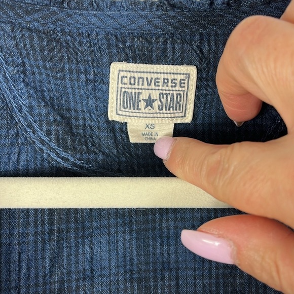 Converse One Star cap sleeve dress Sz XS plaid pattern - Picture 5 of 13